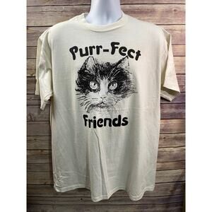 Vintage 90s Cat PURR-FECT T Shirt Womens USA MADE size XL Jerzees